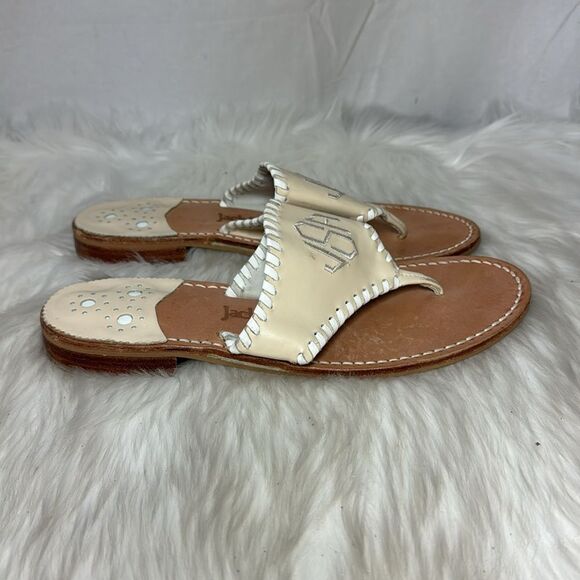 Jack Rogers Cream Leather Thong USA Sandals Sz 9 - Picture 4 of 6